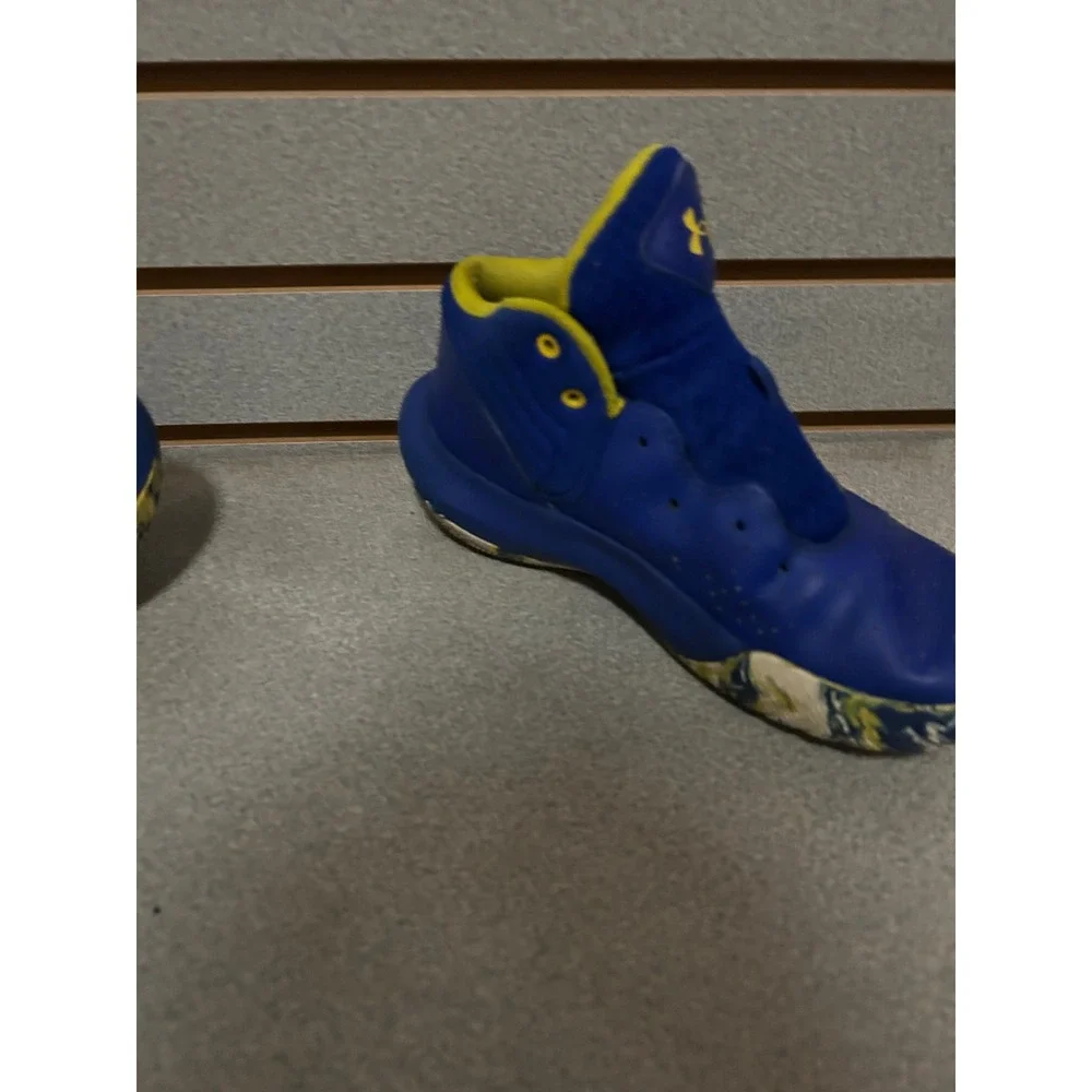 Under Armour Youth 6Y Basketball Shoes Royal Blue Yellow Marbled‎ No Laces